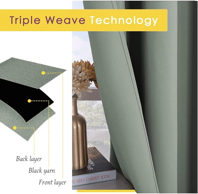 NICETOWN Rustic Kitchen Curtains, Country Grommet Room Darkening Short Curtains for Small Windows, Farmhouse Window Christmas Decor for Cafe, Living Room(2 Panels, 42" W x 36" L, Greyish Green)