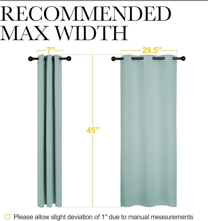 NICETOWN Aqua Blue Thermal Insulated Curtains Blackout Draperies, Window Treatment Solid Grommet Room Darkening Drape Panels for Bedroom (Set of 2, 34 by 45 inches Long)