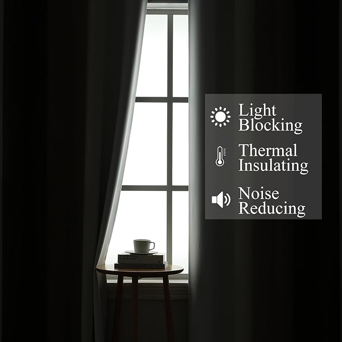 Estelar Textiler Brown and Greyish White Gradient Blackout Curtains for Sliding Door, Thermal Insulated Ombre Drapes, Full Light Blocking Energy Saving Curtains for Living Room,52Wx108L,2 Panels