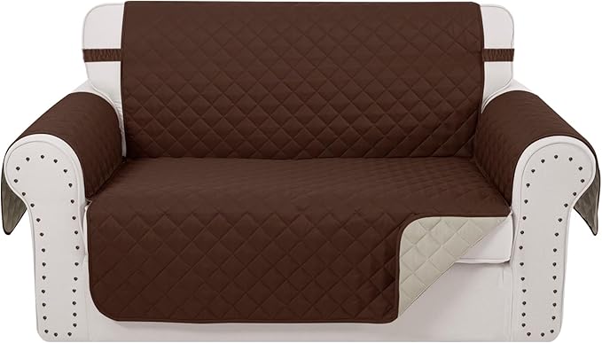 Reversible Loveseat Sofa Covers Couch Cover Furniture Protector(Loveseat,Brown/Beige)