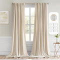 MIULEE Back Tab Cream Beige Curtains 92 Inch Long 2 Panels Set for Living Room Bedroom, Ivory Rod Pocket/Pinch Pleated Light Blocking Thermal Insulated Room Darkening Floor to Ceiling Blackout Drapes