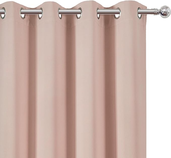 LEMOMO Blackout Curtains 52 x 90 inches Long Blush Curtains Set of 2 Panels Thermal Insulated Room Darkening Curtains for Bedroom