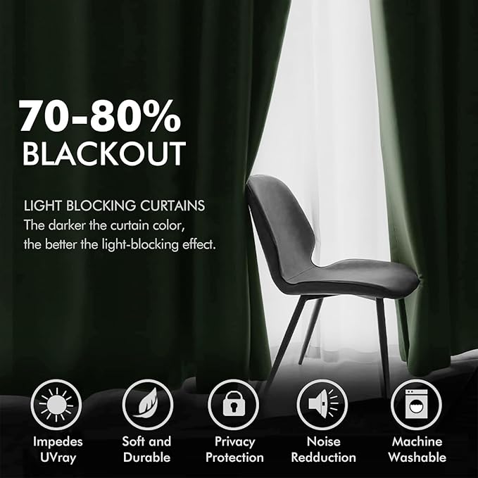 MIULEE Velvet Curtains Olive Green Elegant Long Grommet Curtains Black Out Thermal Insulated Soundproof Room Darkening Drapes for Classical Living Room Bedroom Decor 52 x 96 Inch Length 2 Panels Set