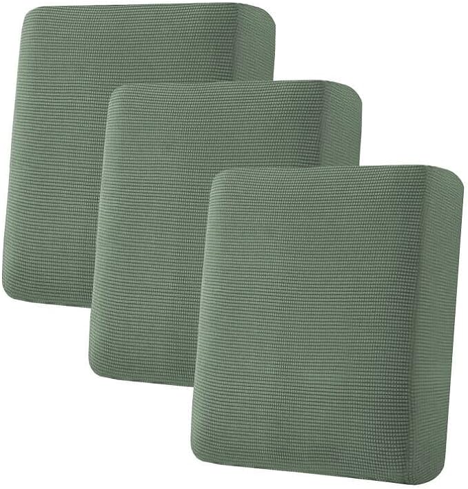 H.VERSAILTEX Super Stretch Individual Seat Sofa Covers Couch Cushion Covers Slipcover Sets Thick Jacquard Textured Twill Fabric (3 Piece, Loden Frost)