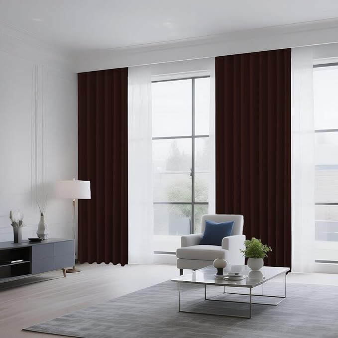CUCRAF Blackout Curtains 63 inch Length 2 Panels Set, Rod Pocket Room Darkening Drapes for Bedroom Living Room, Insulated Thermal Light Blocking Window Curtain (W52 x L63 Inch, Chocolate)
