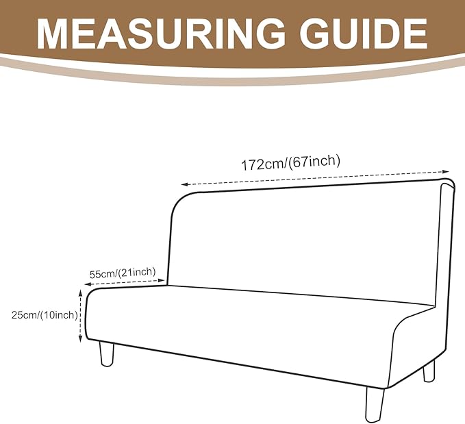 U-NICE HOME Stretch Futon Cover Armless Bed Slipcover - Soft Jacquard Fabric Washable for Pet Friendly, Sand