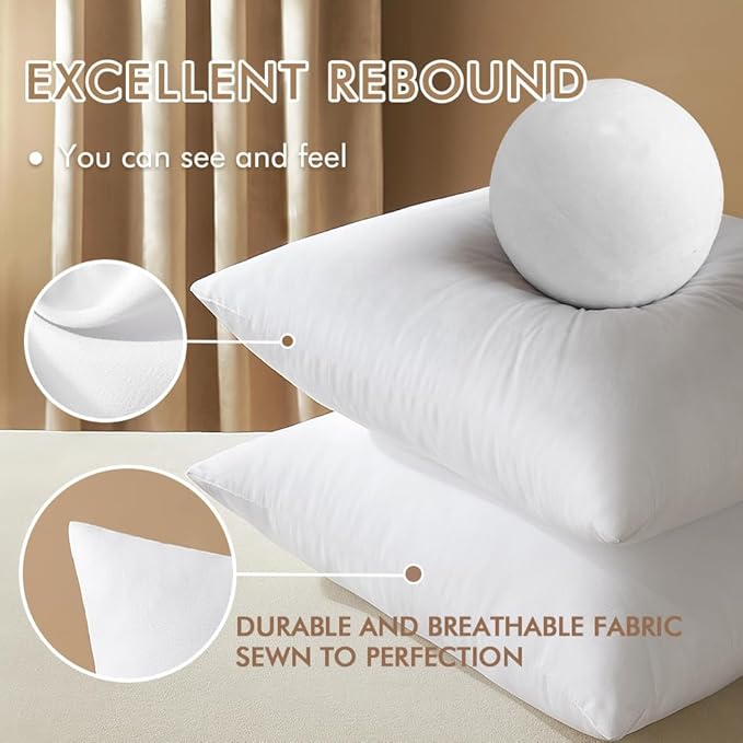 MIULEE 18x18 Inches Pillow Inserts Pack of 2, Decorative Throw Pillow Inserts for Couch