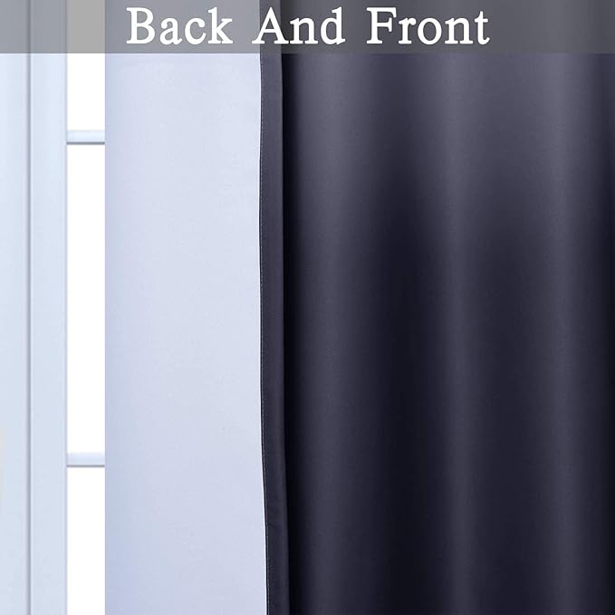 SimpleHome Gradient Color Ombre Room Darkening Curtains Blackout Black Thermal Insulated Grommet Panels Grommet Window Drapes for Living Room/Bedroom, Black,62x84 inches