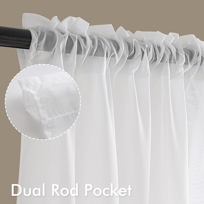 MIULEE White Sheer Curtains 98 Inches Long, 4 Panels Set, Light Filtering Voile Rod Pocket Drapes, Airy Soft Fabric Window Treatments for Living Room and Bedroom, 42 x 98 Inches