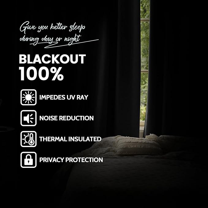Yakamok Room Darkening 100% Blackout Curtains Grommet Window Treatments with 2 Thick Layers-Charcoal Grey Thermal Insulated Drapes Set of 2 Panels for Bedroom Living Room 38 Inches by 63 Inches Length
