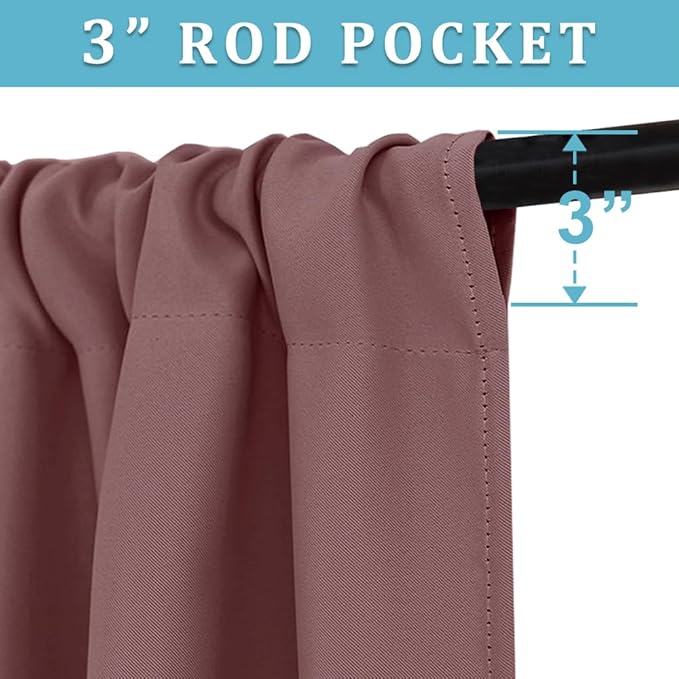 RYB HOME 54 inch Blackout Curtains for Living Room, Rod Pocket Thermal Insulated Small Window Drapes Room Darkening Shades for Bedroom Studio Dorm, W 42 x L 54 inch, Set of 2 Panels, Dusty Rose