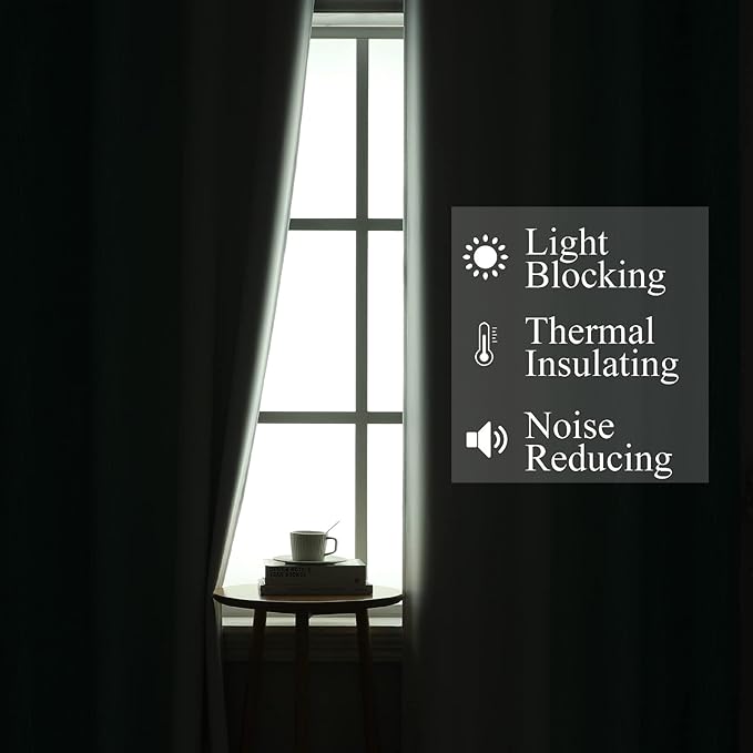 Estelar Textiler Teal and Grayish White Blackout Curtains for Living Room, Ombre Thermal Insulated Noise Reducing Blackout Drapes for Bedroom, Full Room Darkening Grommet Curtains, 52Wx84L, 2 Panels