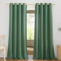 NICETOWN Thick Linen Olive Green Curtains & Drapes, Grommet Linen Blend Privacy with Light Filtering Window Treatments for Bedroom/Living Room, W55 x L90, Olive Green, 1 Pair