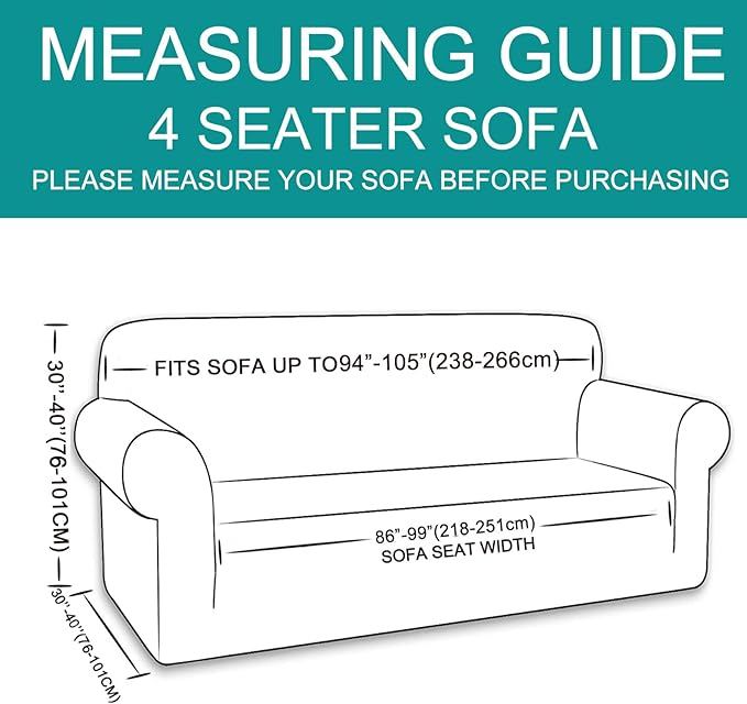 U-NICE HOME 4 Seater Stretch Couch Cover Sofa Cover Washable Sofa Slipcover Furniture Protector for 3 Cushion Couch Sofa Pet Friendly, Sand