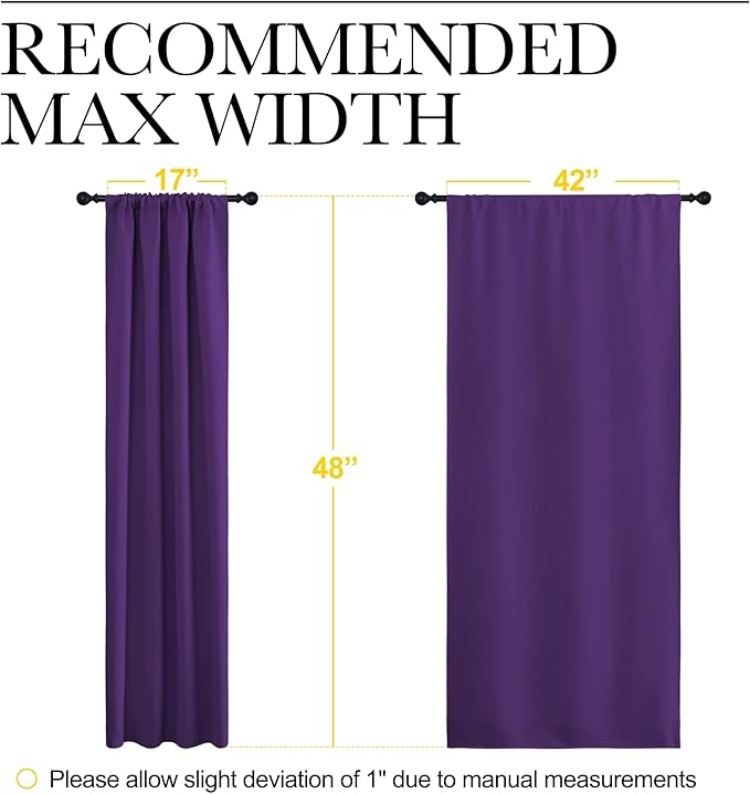 NICETOWN Blackout Purple Curtains for Living Room - Thermal Insulated Solid Rod Pocket Blinds for Bedroom Decor (Royal Purple, Set of 2 Panels, 42 x 48 Inch)