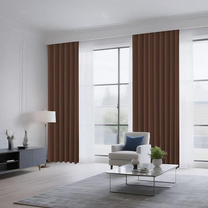 CUCRAF Brown Blackout Curtains 84 inch Length 2 Panels Set, Rod Pocket Room Darkening Drapes for Bedroom Living Room, Insulated Thermal Light Blocking Window Curtain (W52 x L84 Inch)