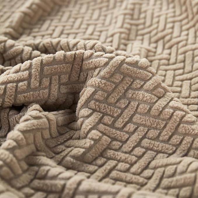 Couch Covers for 3 Cushion Sofa Pet Friendly Couch Cushion Covers Universal Sofa Covers Washable Stretch Slipcovers for Sectional Sofa (Texture Light Coffee,Large Triple Seat Cover)