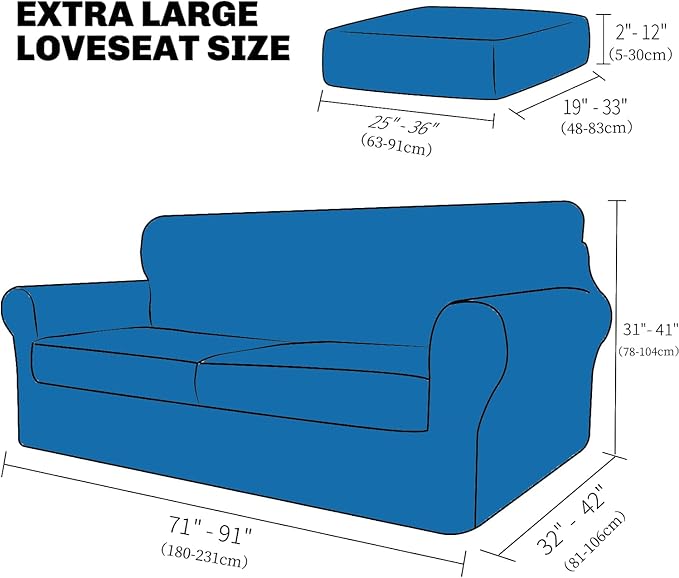 XINEAGE 2026 New 3 Pieces Couch Covers for 2 Extra Large Cushion Sofa Super Stretch Sofa Cover for 2 Large Seat Universal Loveseat Slip Cover for Living Room (Dark Gray), 71"-91"(2 Cushions)