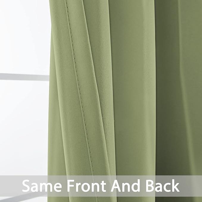 Yakamok Blackout Curtains Room Darkening Thermal Insulated with Grommet Window Curtain for Bedroom, 38Wx54L inch, Sage Green, 2 Panels