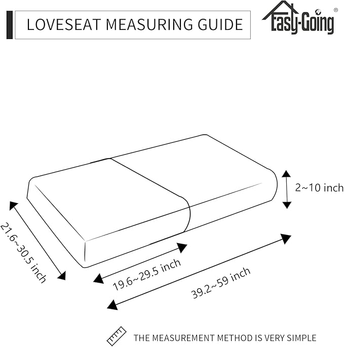 Easy-Going Stretch Individual Loveseat Couch Cushion Cover Sofa Cushion Furniture Protector Sofa slipcover Soft Flexibility with Elastic Bottom (2-Piece Loveseat Cushion Cover, Cream)