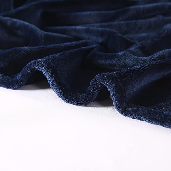 TASTHROW Large Flannel Fleece Throw Blanket, 50×70 Inch - Cozy Lightweight Thick Blanket - All Seasons Suitable for Women, Men and Kids (Two Pack, Navy)