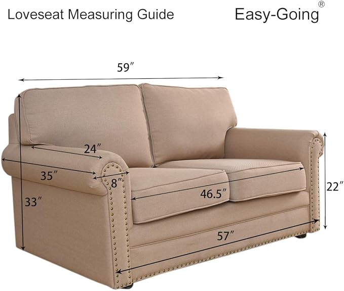 Easy-Going Reversible Loveseat Couch Cover for 2 Cushion Couch Sofa Cover for Dogs Water Resistant Furniture Protector with Foam Sticks Elastic Straps for Pet (Loveseat, Army Green/Beige)