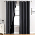 ChrisDowa 100% Blackout Curtains for Bedroom with Black Liner, 2 Thick Layers Total Blackout Thermal Insulated Grommet Long Window Curtains 2 Panels Set (Dark Grey, 52 x 95 Inch)