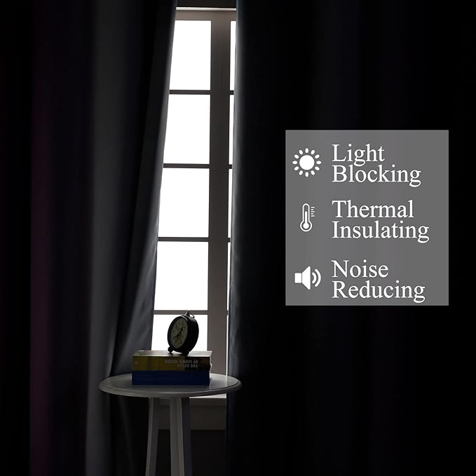 Estelar Textiler Purple and Grey Ombre Blackout Curtains 90 Inches Long 2 Panels Set, Thermal Insulated Drapes for Bedroom,Full Light Blocking Grommet Gradient Curtains for Living Room, 52Wx90L