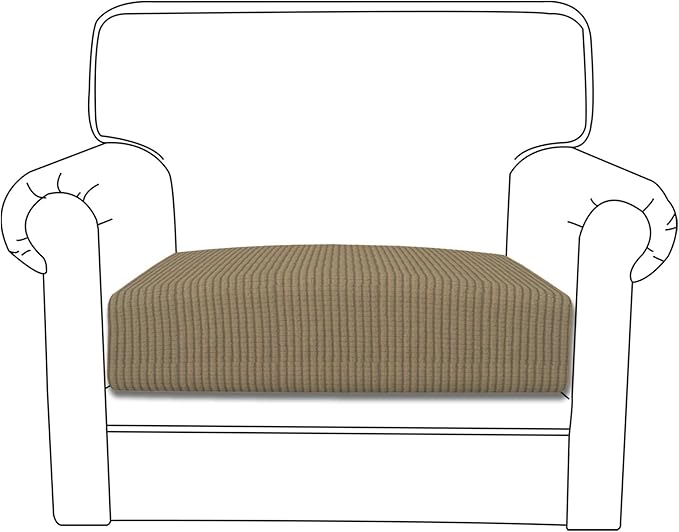 Easy-Going Stretch Chair Cushion Cover Sofa Cushion Furniture Protector Sofa Seat Sofa Slipcover Sofa Cover Soft Flexibility with Elastic Bottom(Chair Cushion, Tan)