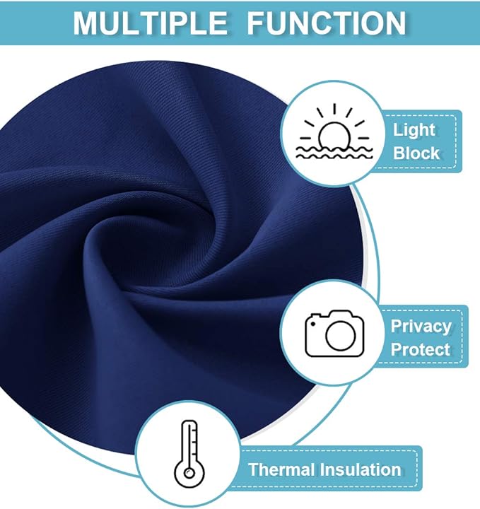 RYB HOME Blackout Curtains for Bedroom Living Room 63 inches Long, Thermal Insulated Privacy Rod Pocket Drapes for Nursery Office Home Theater, Width 42 by Length 63, Marine Blue, 2 Panels