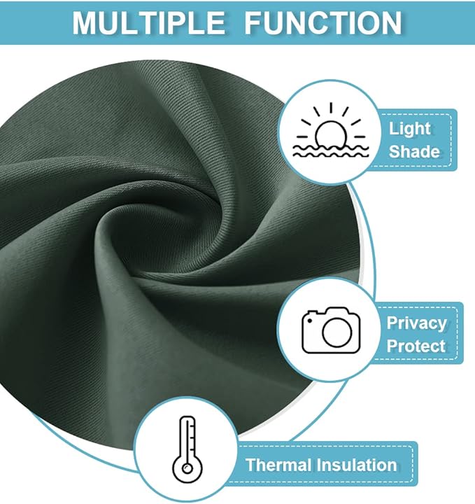RYB HOME Cafe Blackout Curtains 24 inch Length, RV Curtains for Camper Windows, Mini Short Small Insulating Light UV Blocking Privacy Half Window Tiers, Width 29 by Length 24, Dark Green, 2 Panels
