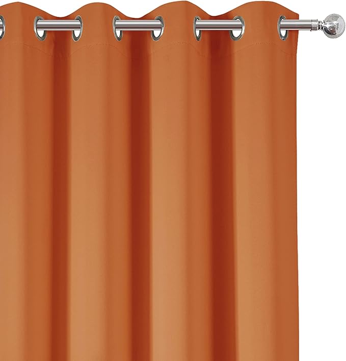 LEMOMO Blackout Curtains 52 x 84 inch/Orange Curtains Set of 2 Panels/Thermal Insulated Room Darkening Bedroom Curtains
