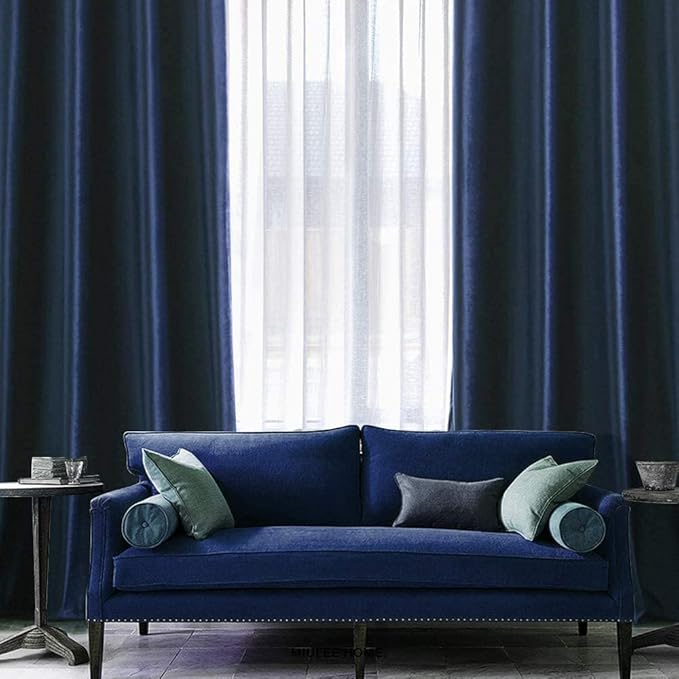 MIULEE 2 Panels Blackout Velvet Curtains Solid Soft Grommet Royal Blue Curtains Black Out Thermal Insulated Soundproof Room Darkening Drapes/Panels for Living Room Bedroom 52 x 96 Inch Length