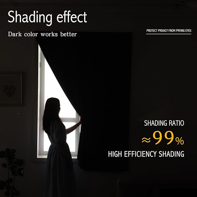 Self Adhesive Portable Blackout Curtains for Bedroom Easy to Install Window Thermal Lnsulated Kitchen Room Darkening Small Window Curtains, 47" W X 84" L, Beige, 1 Panel