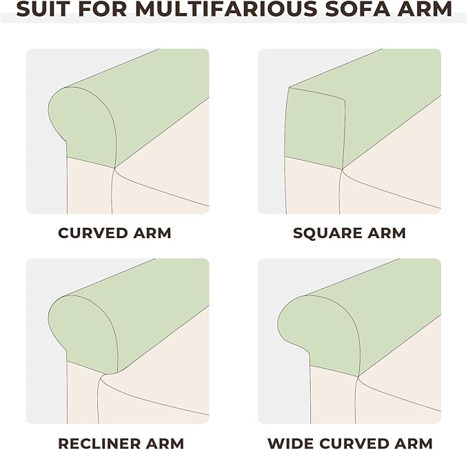 Couch Arm Covers 2 Pcs Sofa Armrest Covers Stretch Couch,Armrest Cover for Chairs Scratch-Resistant Sofa Arm Cover Armchair Slipcovers,Light Grey