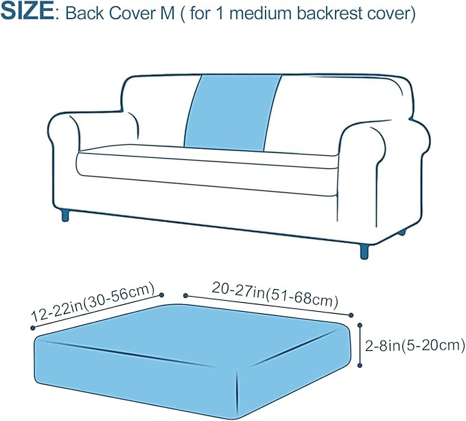 Smiry Printed Couch Cushion Covers, Stretch Soft Couch Covers for Sofa, Washable Non-Slip Sofa Slipcover Furniture Protector for Indoor and Outdoor (Backrest M, Black)