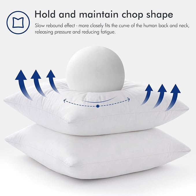 MIULEE Pillows Queen Size Set of 2 Down Feather Throw Pillows for Couch Sofa Bed, Decorative Fluffy Cotton Fabric Inserts,White 20x30