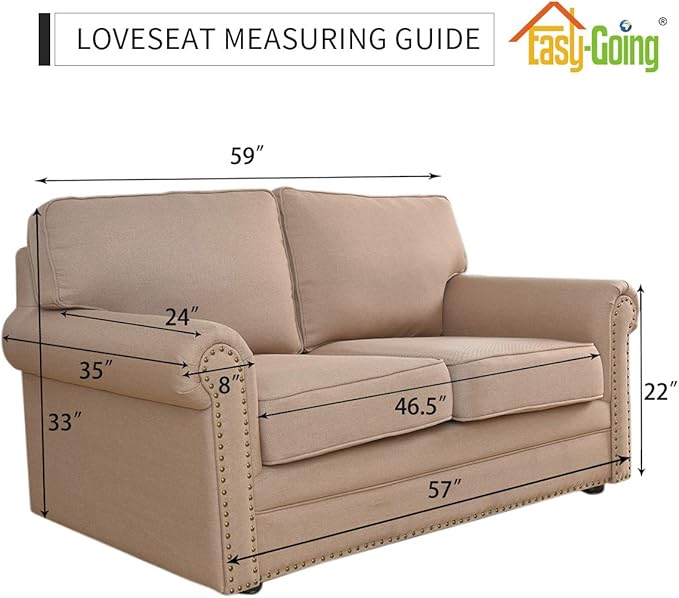 Easy-Going Reversible Loveseat Couch Cover for 2 Cushion Couch Sofa Cover for Dogs Water Resistant Furniture Protector with Foam Sticks Elastic Straps for Pet (Loveseat, PeacockBlue/Beige)