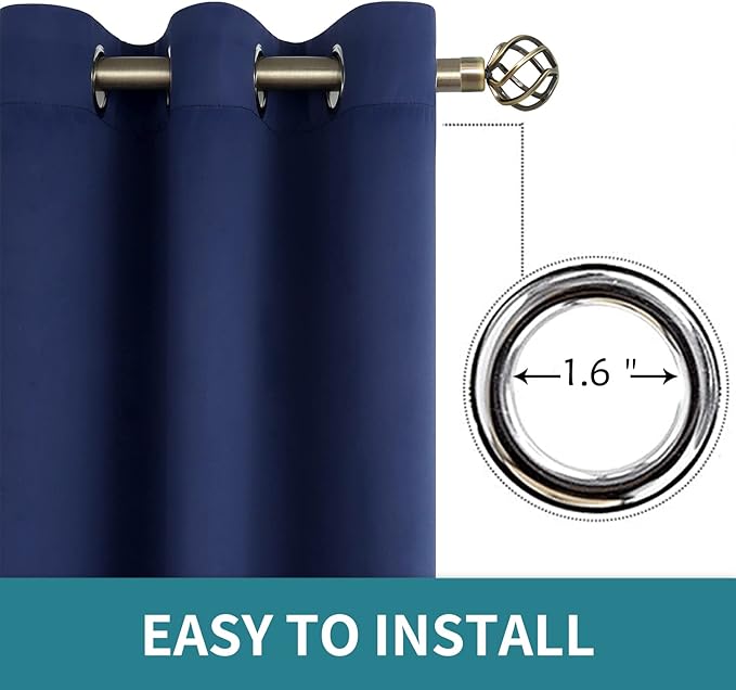 BGment Blackout Curtains for Living Room - Grommet Thermal Insulated Room Darkening Curtains for Bedroom, Set of 2 Panels (52 x 84 Inch, Navy Blue)