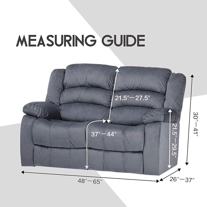 ULTICOR Reclining Love Seat Slipcover, 48" - 65" L, 6-Piece Velvet Stretch Loveseat Reclining Sofa Covers, 2 seat Love seat Recliner Cover, Thick, Soft, Washable (Light Grey)