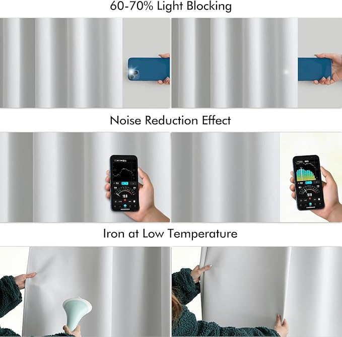 MIULEE Back Tab Light Blocking Curtains 120 Inch Long 2 Panels Set for Living Room Bedroom, Greyish White Rod Pocket/Pinch Pleated Extra Long Thermal Insulated Room Darkening Blackout Curtains/Drapes