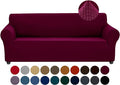 Joccun Christmas Stretch Couch Cover Slipcovers, 1-Piece Sofa Covers for 3 Cushion Couch Spandex Jacquard Washable Furniture Protector Cover for Living Room,Kids,Pets(Sofa,Burgundy)