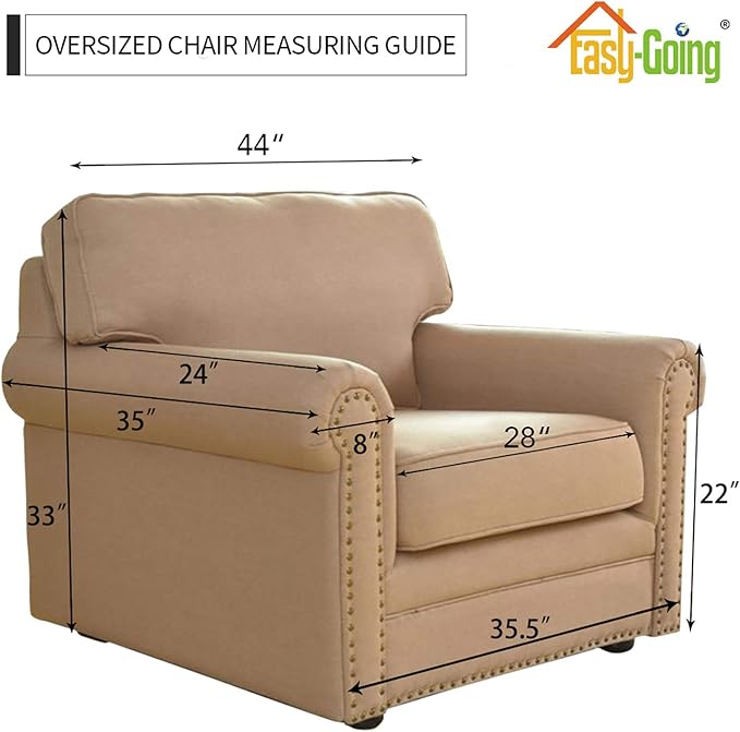 Easy-Going Stretch Oversized Chair Sofa Slipcover 1-Piece Couch Sofa Cover Furniture Protector Soft with Elastic Bottom for Kids Spandex Jacquard Fabric Small Checks ASH Rose