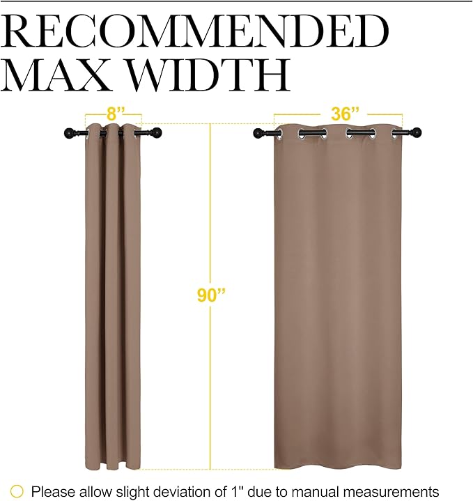 NICETOWN Light Reducing Grommet Curtains - Tripe Woven Textured Soft Curtain Panels for Living Room Window Treatment Drapes (2 Panels, W42 x L90, Cappuccino)