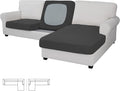 Easy-Going Stretch 3 Pieces Couch Cushion Covers for Sectional Sofa Left/Right L Shape Chaise Lounge Sofa Seat slipcover Anti-Slip Sofa Cover Soft (2 Seater + 1 Chaise, Dark Gray)