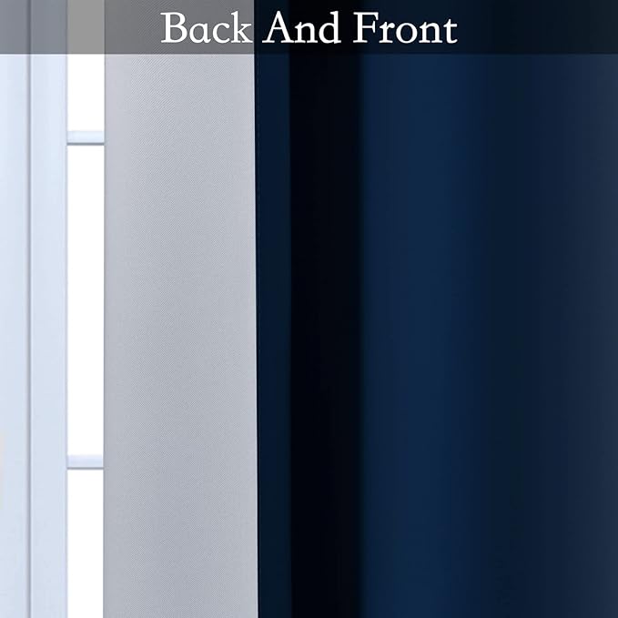 SimpleHome Ombre Room Darkening Curtains 84 inches Length for Bedroom,Grommet Gradient Light Blocking White to Blue Window Curtain for Living Room,1 Panel, 52x84 inches