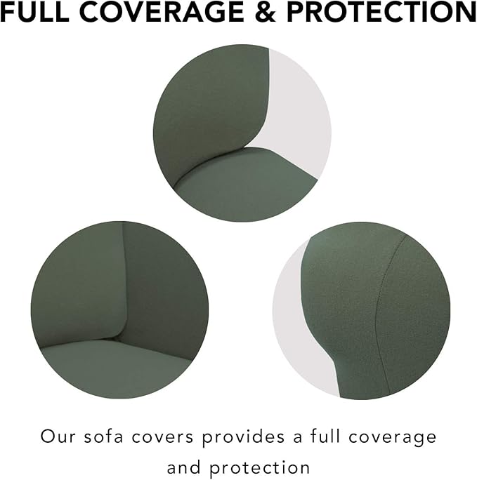 PureFit Super Stretch Chair Sofa Slipcover – Spandex Non Slip Soft Couch Sofa Cover, Washable Furniture Protector with Non Skid Foam and Elastic Bottom for Kids, Pets （Chair, Grayish Green）