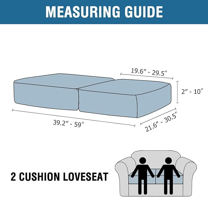 H.VERSAILTEX Velvet Stretch Couch Cushion Cover Plush Cushion Slipcover for Loveseat Cushion Furniture Protector Seat Cushion Sofa Cover (2 Piece Medium Sofa Cushion Covers, Sea Grass)