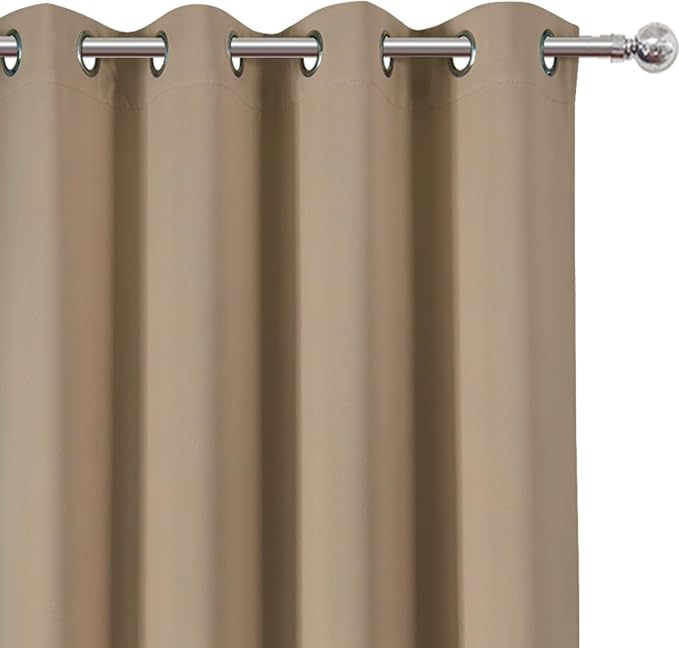 LEMOMO Blackout Curtains 52 x 84 inches Long Natural Curtains Set of 2 Panels Thermal Insulated Room Darkening Curtains for Bedroom