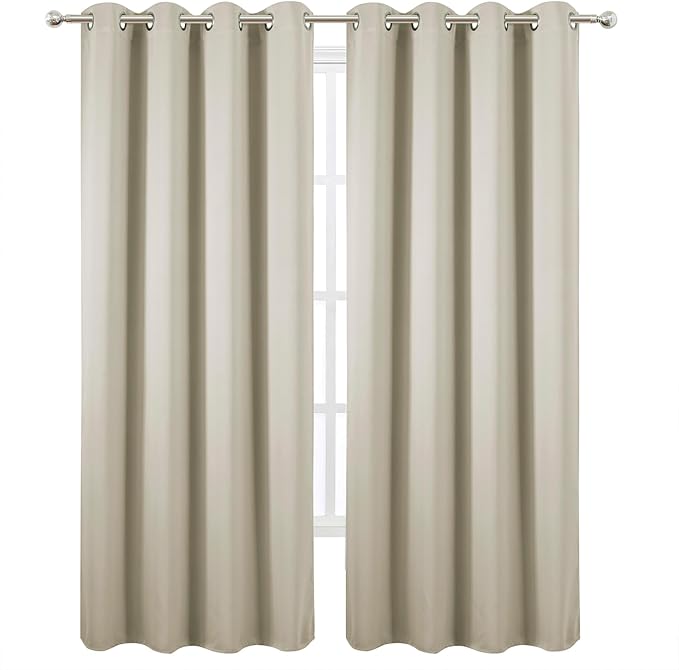 LEMOMO Blackout Curtains 52 x 90 Inch Long Light Beige Curtains Set of 2 Panels Room Darkening Curtains for Bedroom and Living Room